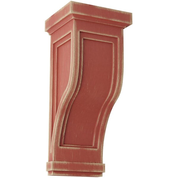 Ekena Millwork 7 1/2"W x 8"D x 17"H Traditional Recessed Wood Vintage Decor Corbel, Salvage Red CORWD07X08X17TRRD - main